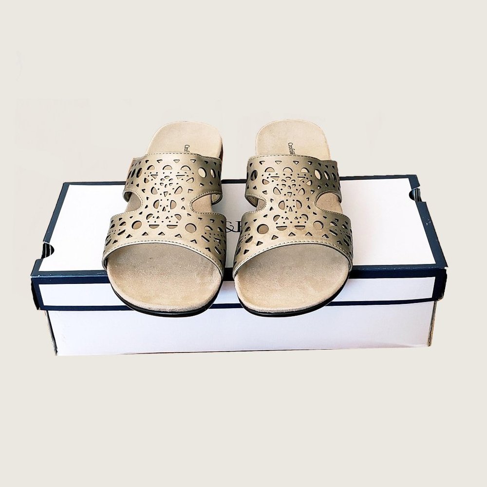 Croft&Barrow Faris Gold Metallic Sandals NWT - Picture 2 of 10